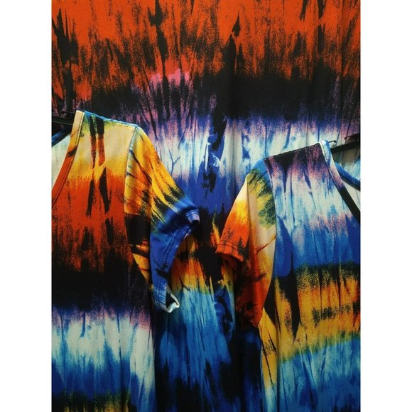 Bright color tie dye tunic dress, round neck Plus size 1X - Picture 7 of 7
